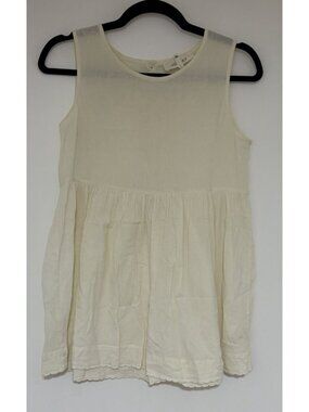 The Great. Women’s Ivory Flowy Gauzy Sleeveless Babydoll Blouse Tunic Size 0
